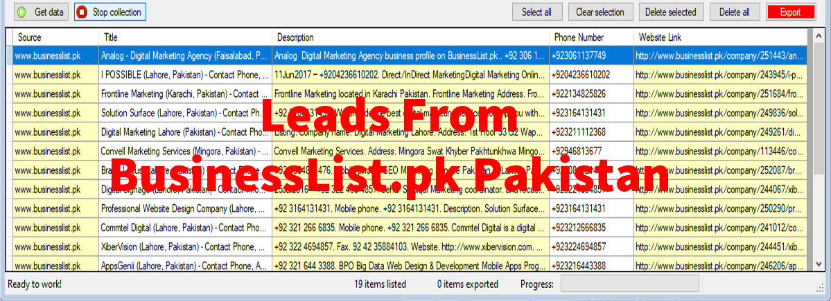 Leads From BusinessList-pk Pakistan