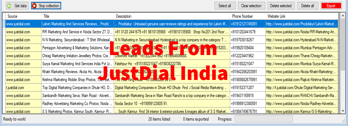 Leads From JustDial India